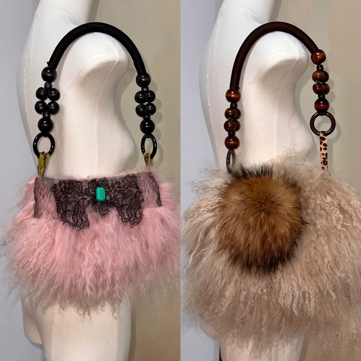 Dual-color Fluffy Wool Underarm Bag