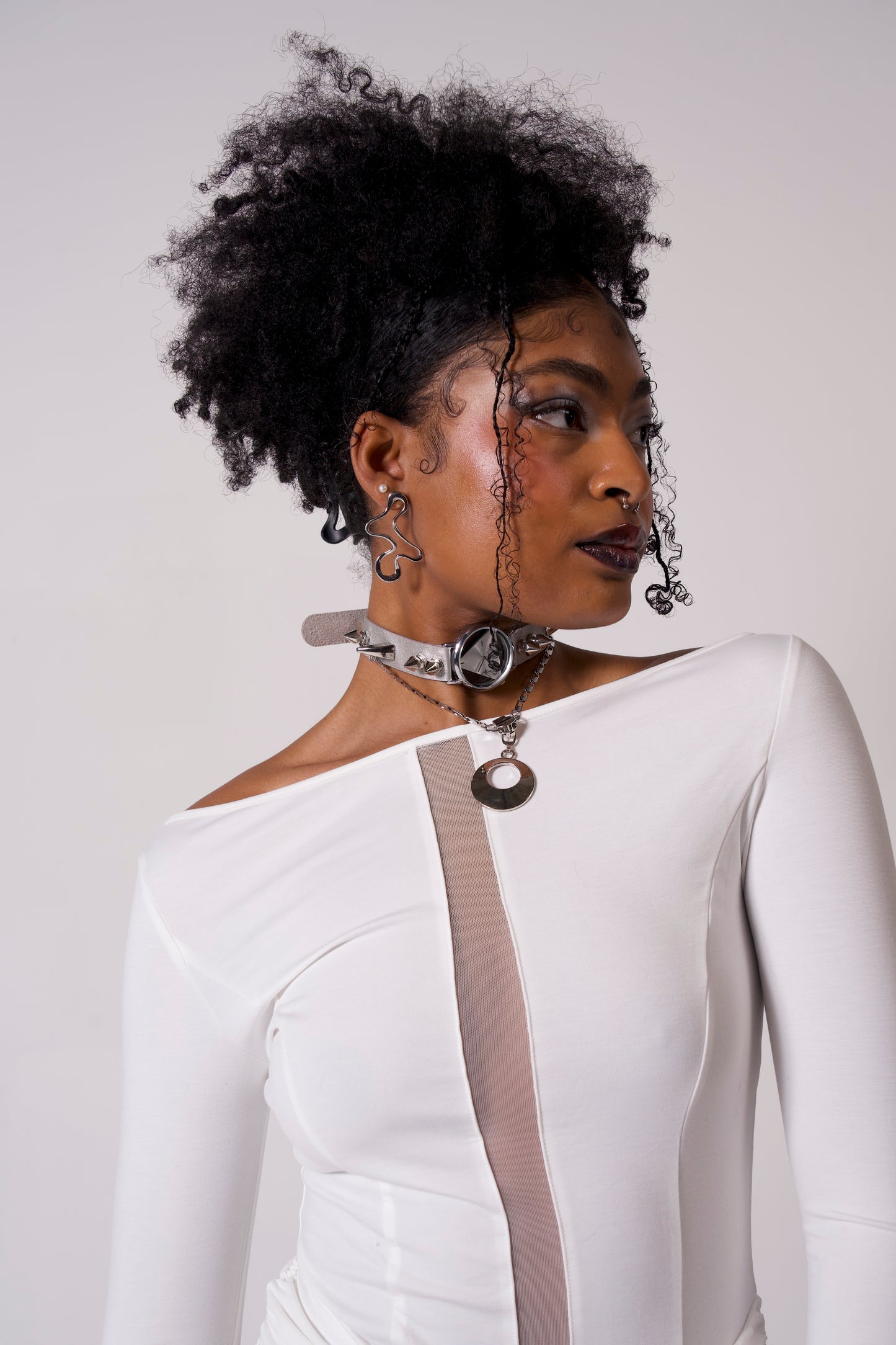Streamlined Silver Texture Earrings