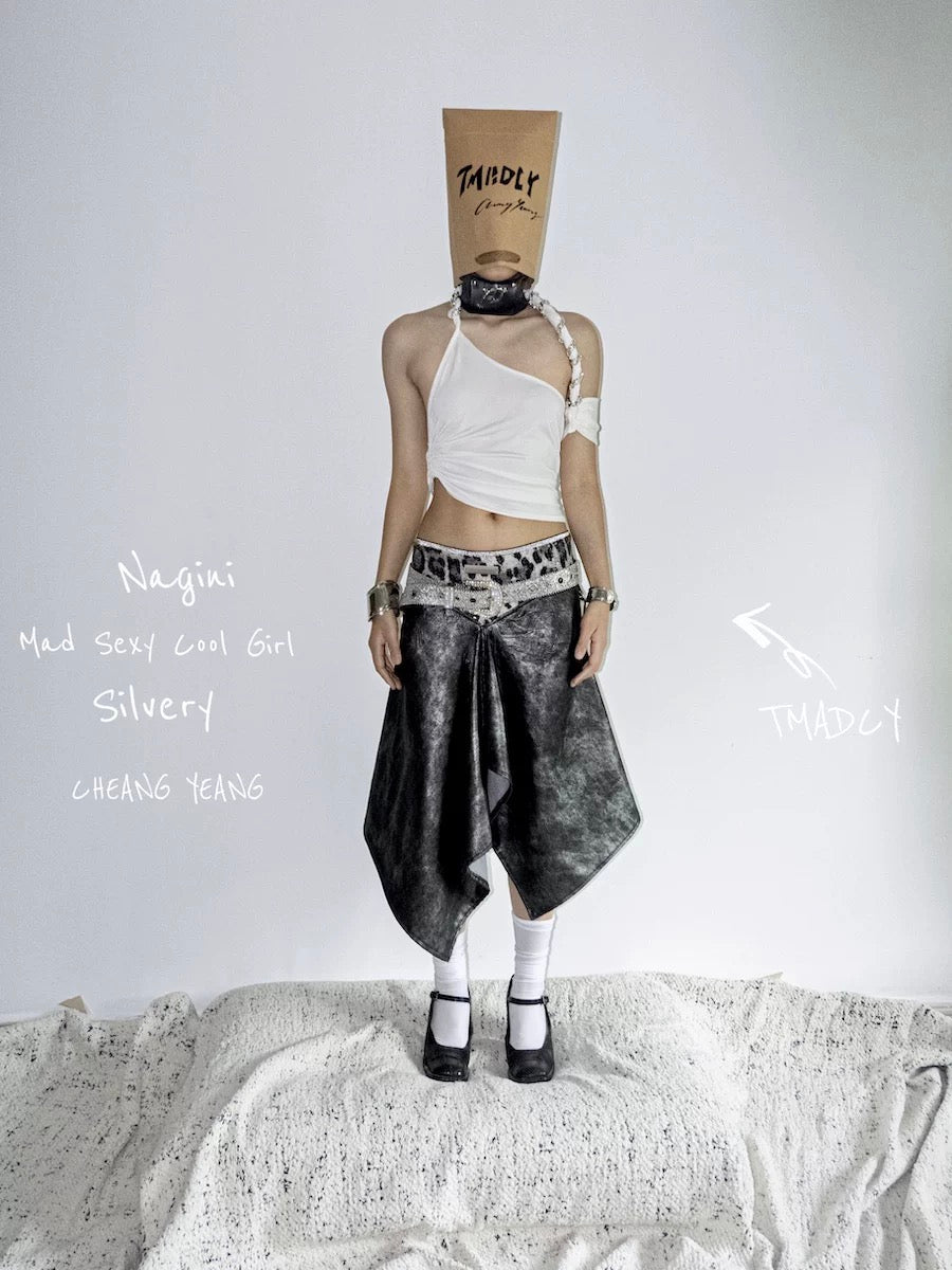 Snake Print Patchwork Skirt