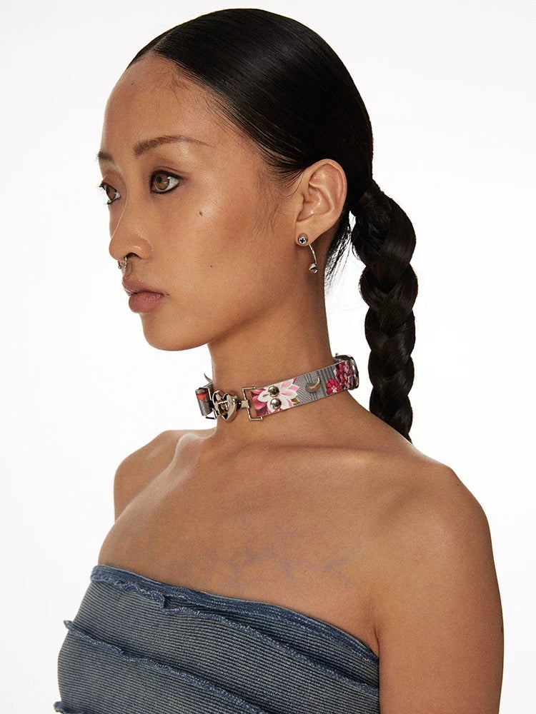 Floral Studded Detachable Choker