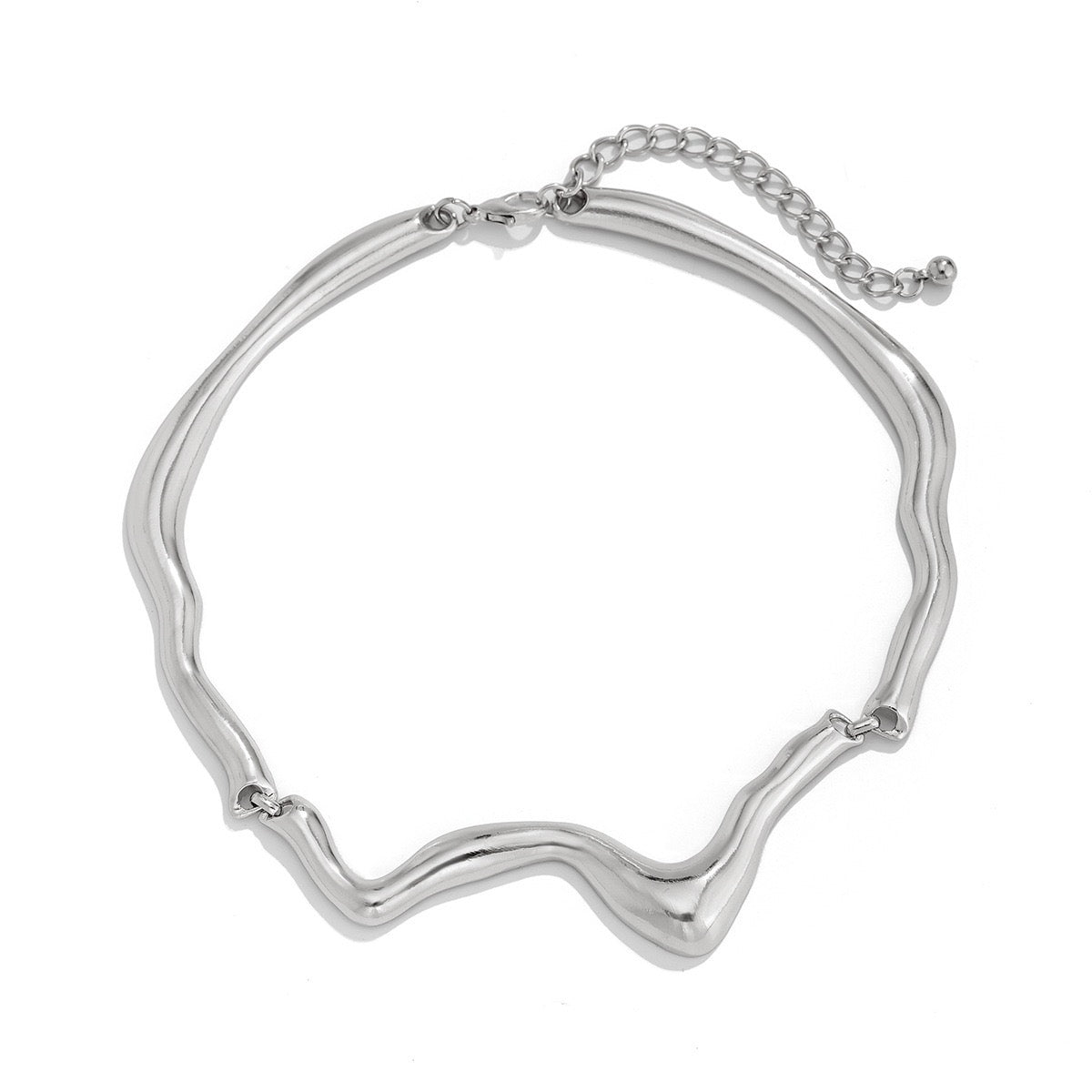 Liquid Metal Design Silver Necklace