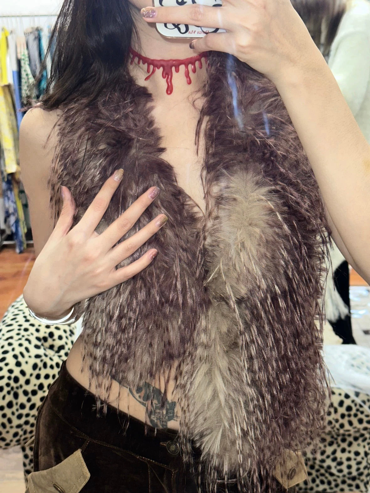 Gradient Tassel Faux Fur Elegant Vest