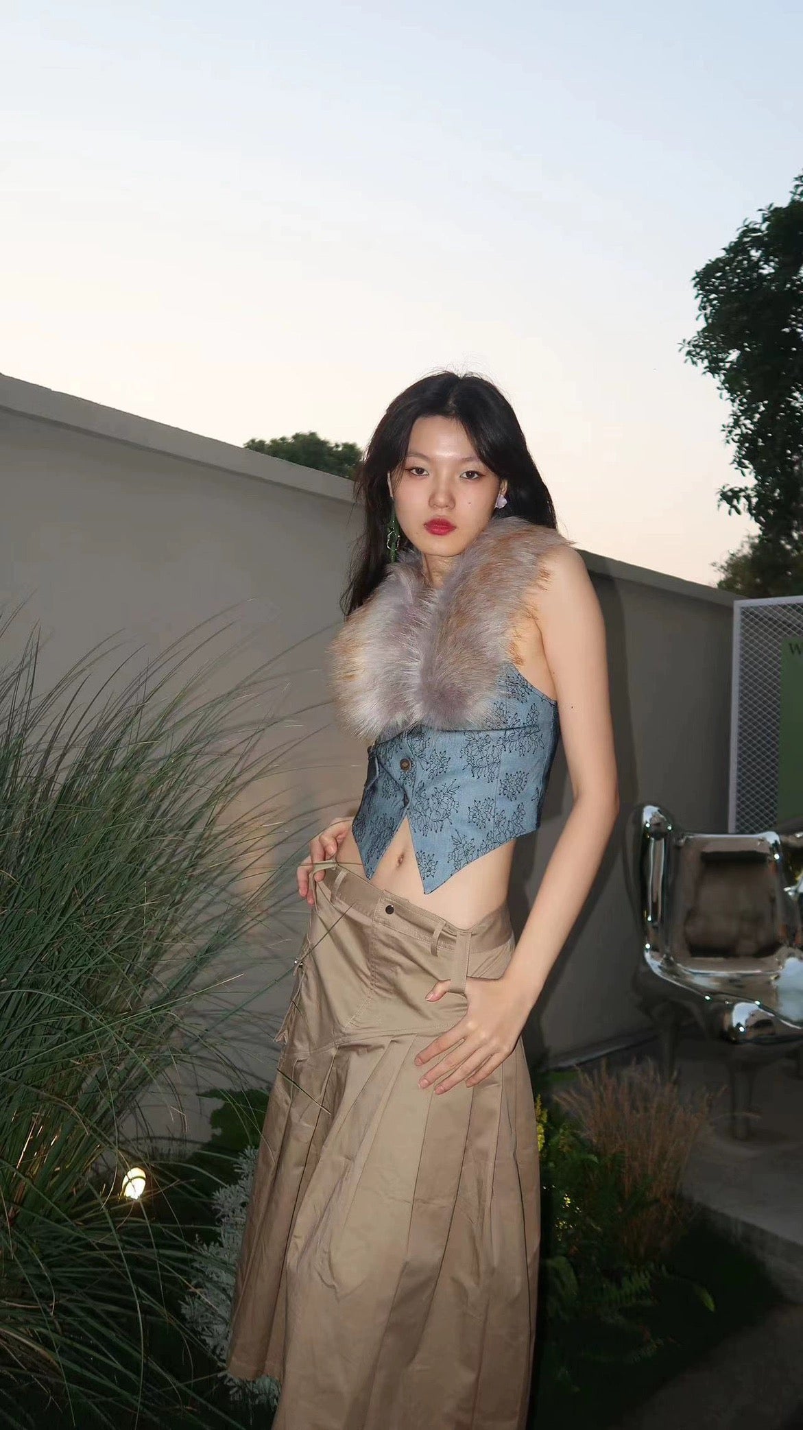 Gradient Tassel Faux Fur Vest