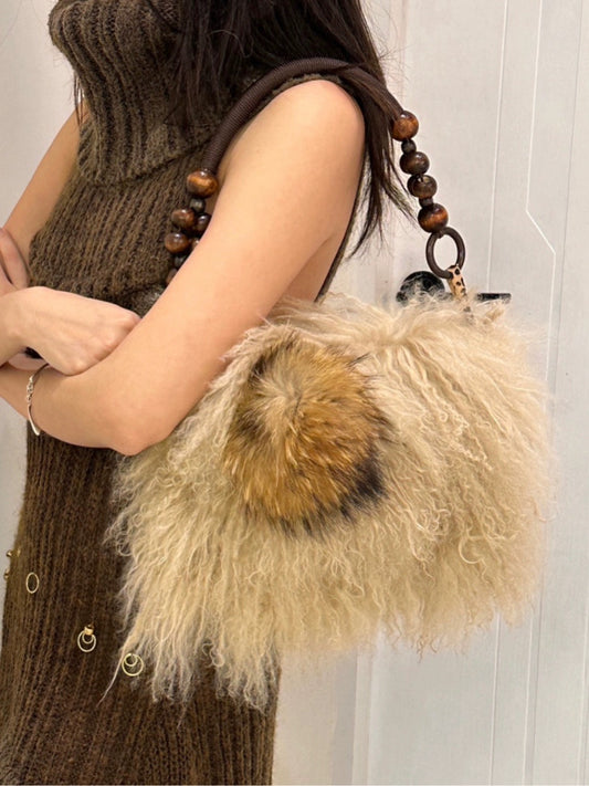 Dual-color Fluffy Wool Underarm Bag