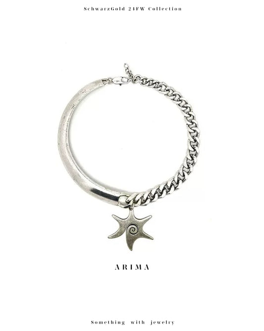 Star Swirl Antiqued Silver Necklace