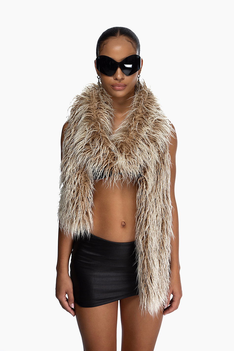 Faux Fur Beige Scarf