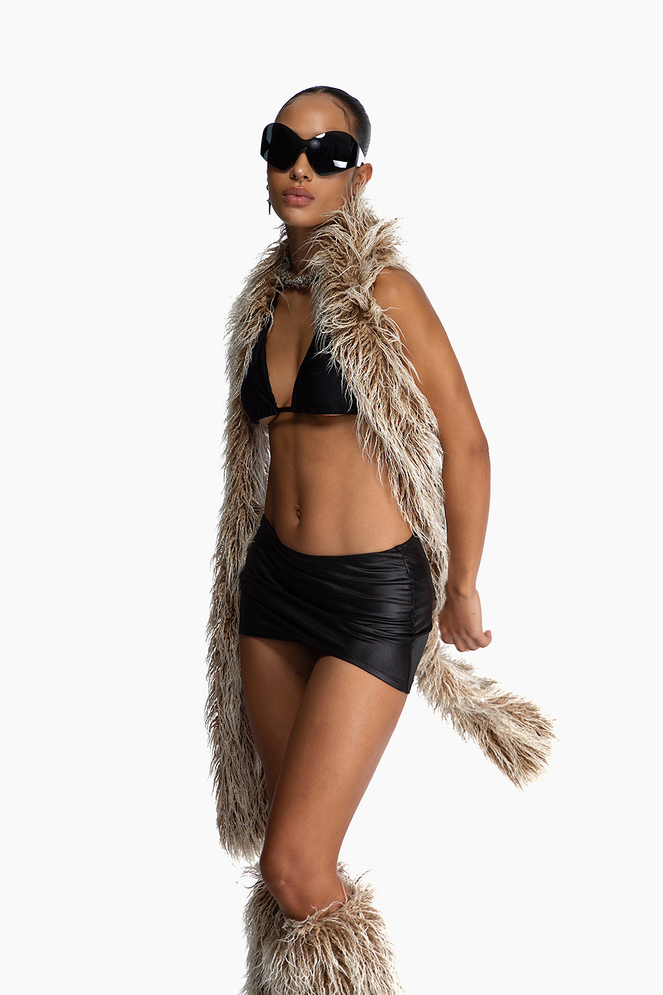 Faux Fur Beige Scarf