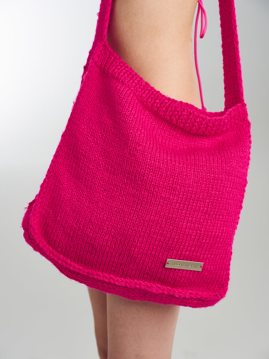 Wool Cubic Knit Pink Suit