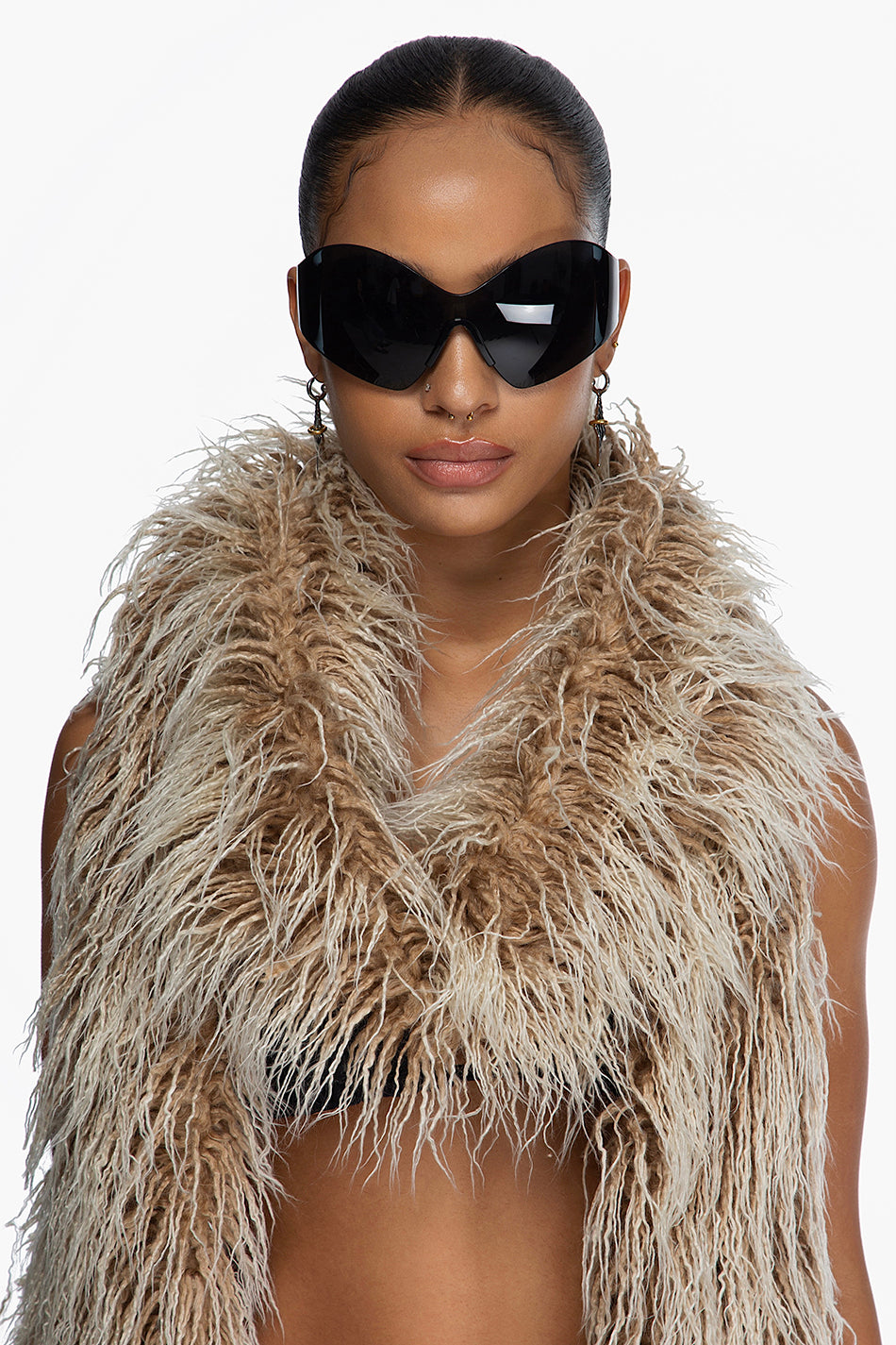 Faux Fur Beige Scarf