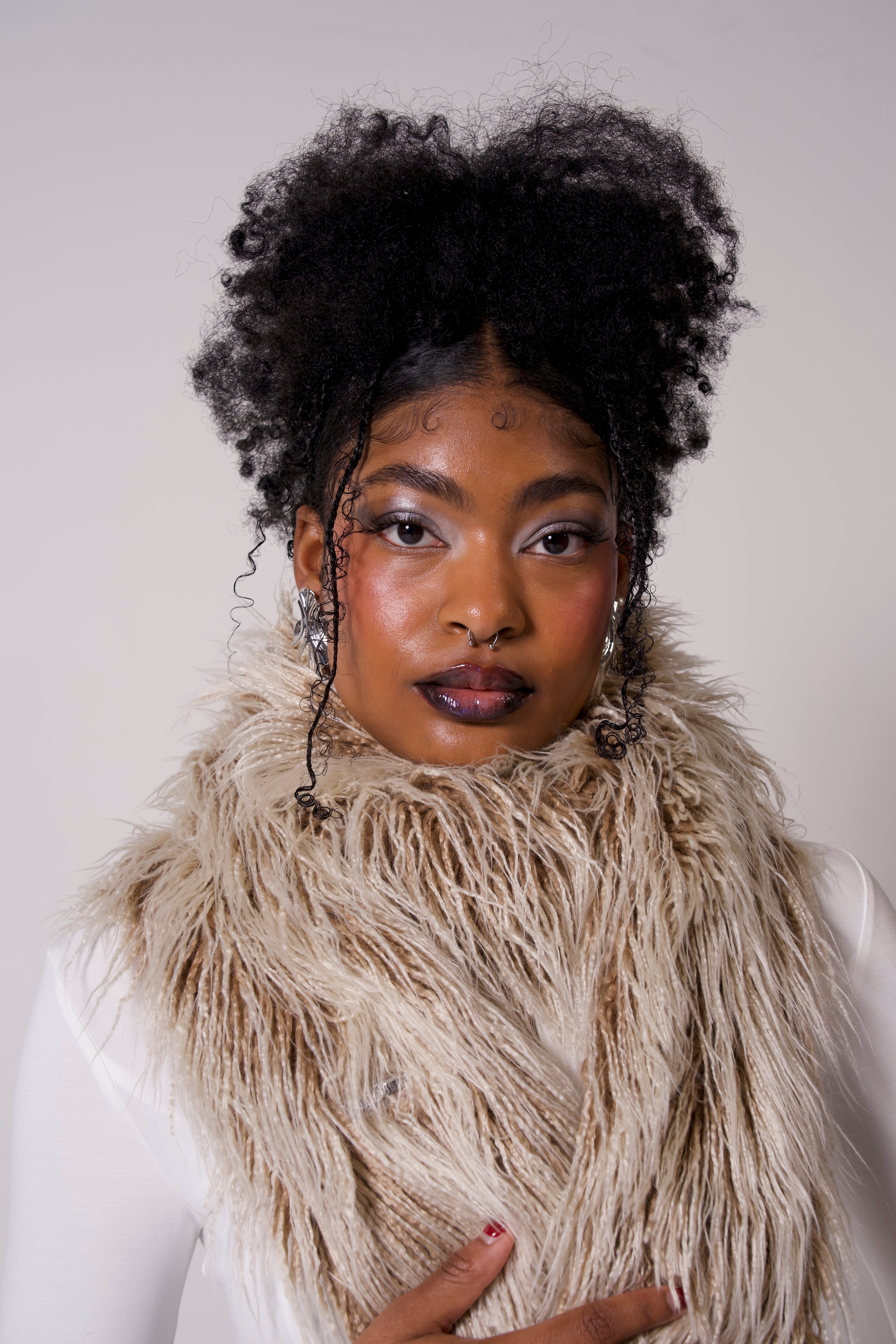 Faux Fur Beige Scarf
