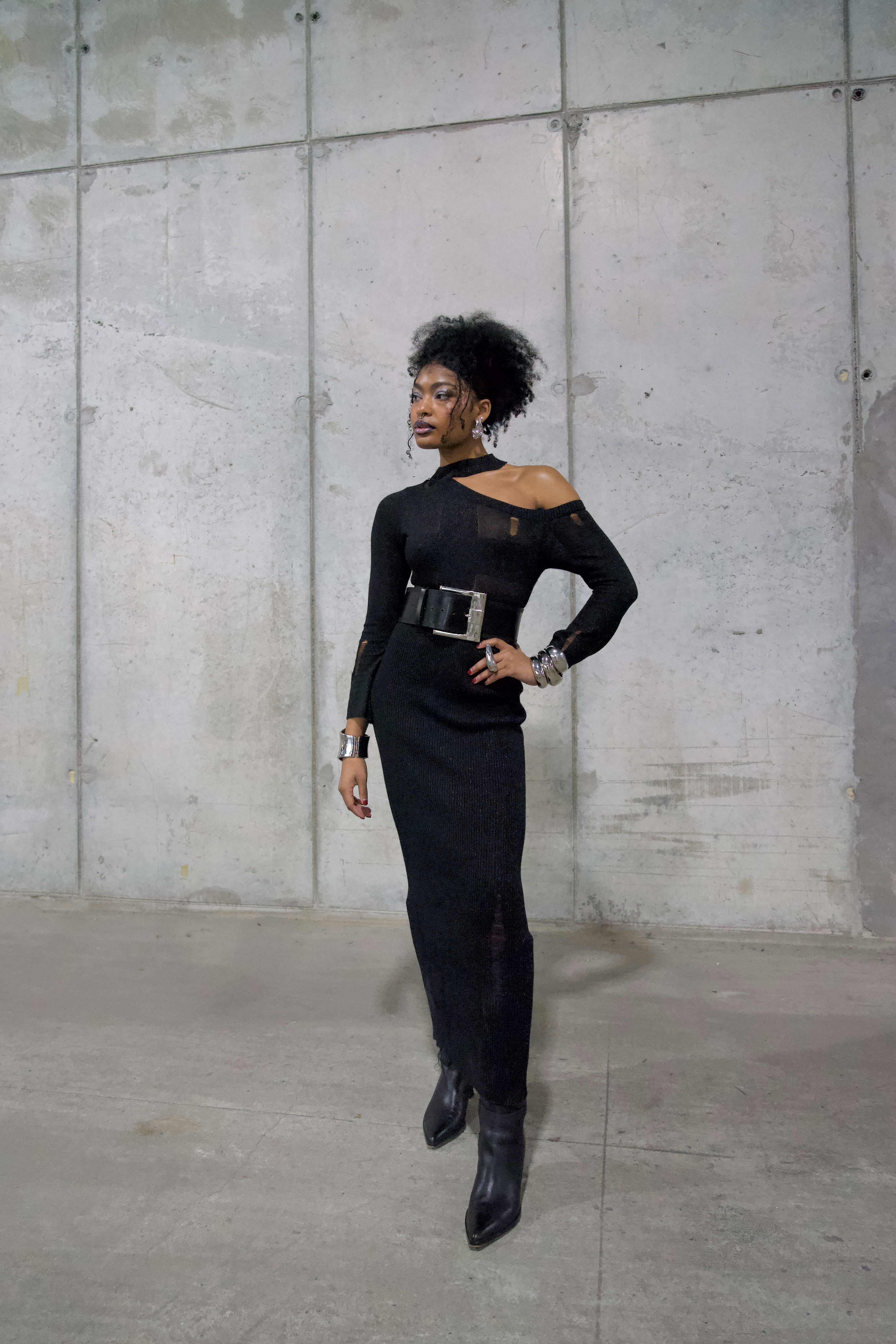 Hollow-Out Knit Sweater Dress