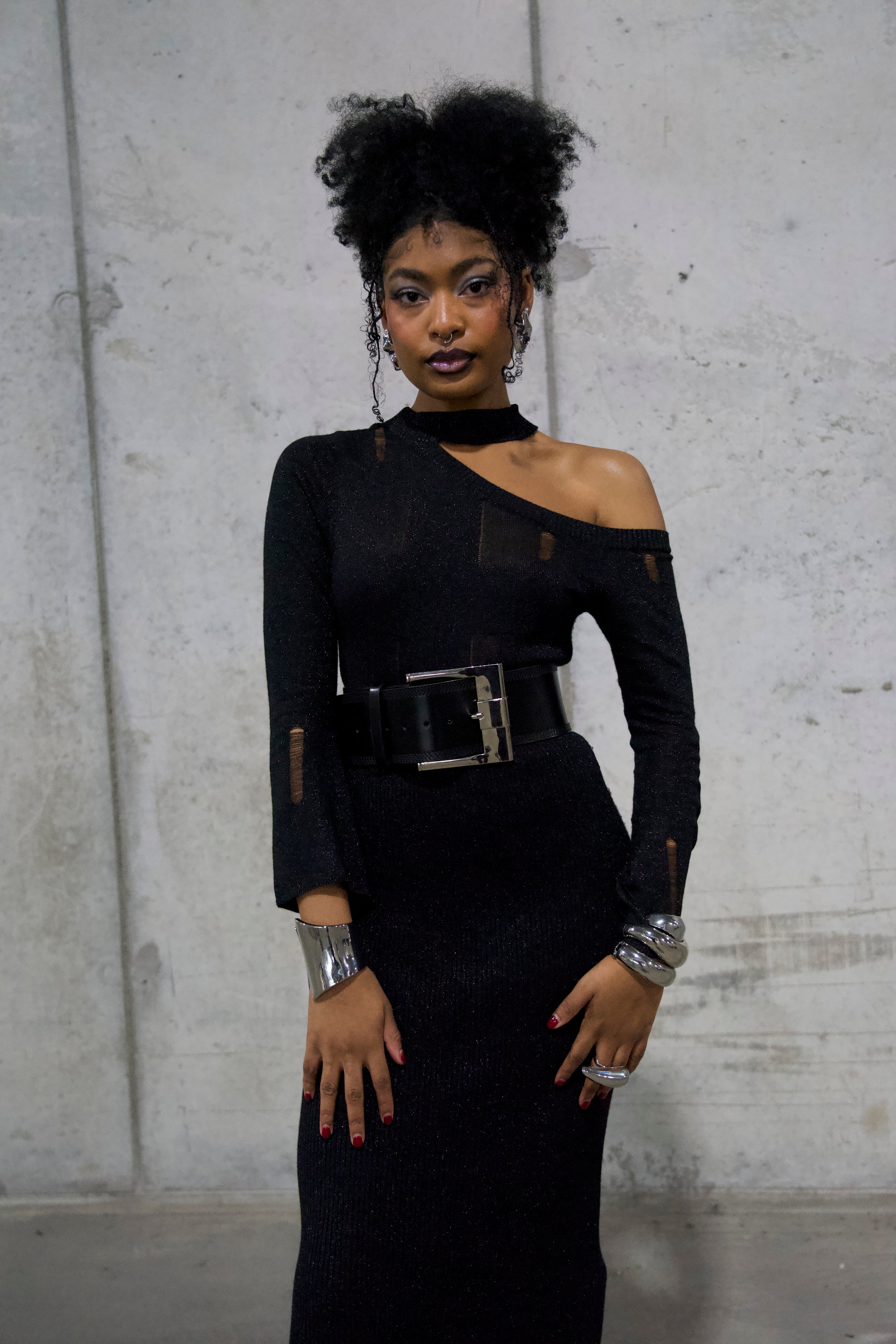 Hollow-Out Knit Sweater Dress