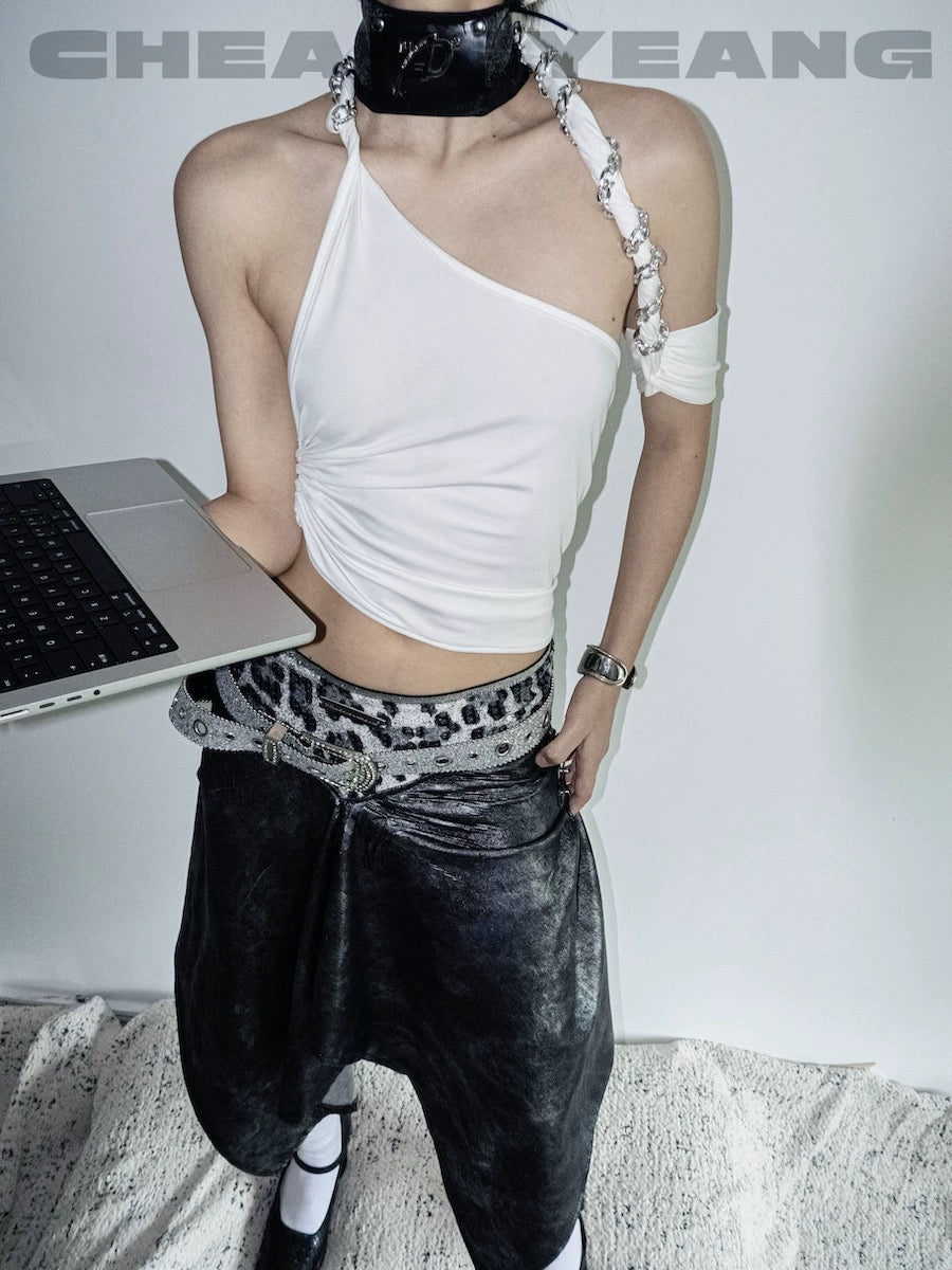 Single Sleeve Halter Top