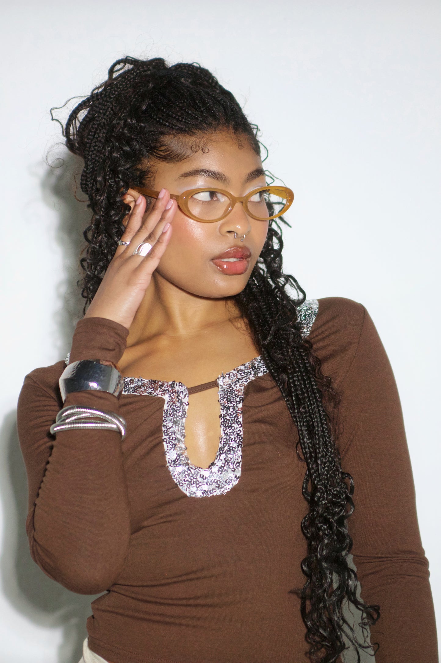 Brown Sequin Top