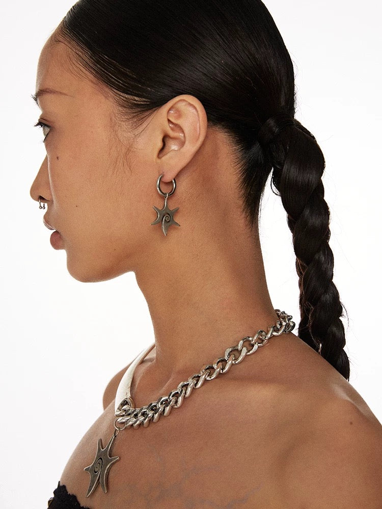 Star Swirl Antiqued Silver Necklace