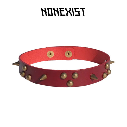 Antique Copper Studded Leather Texture Choker