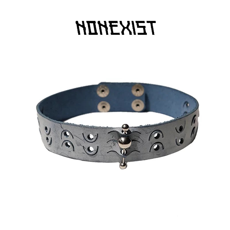 Titanium Steel Leather Texture Choker