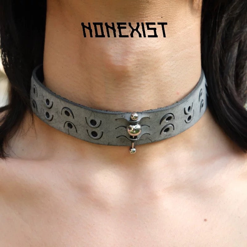Titanium Steel Leather Texture Choker