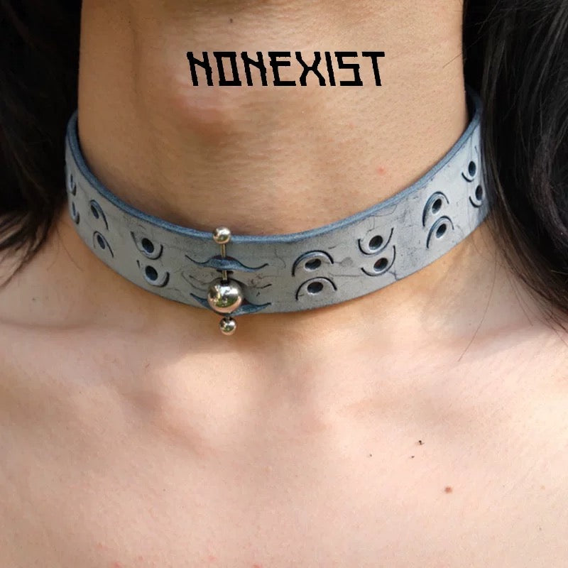 Titanium Steel Leather Texture Choker