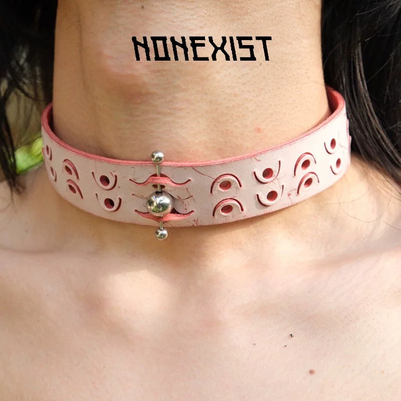 Titanium Steel Leather Texture Choker