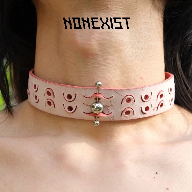 Titanium Steel Leather Texture Choker