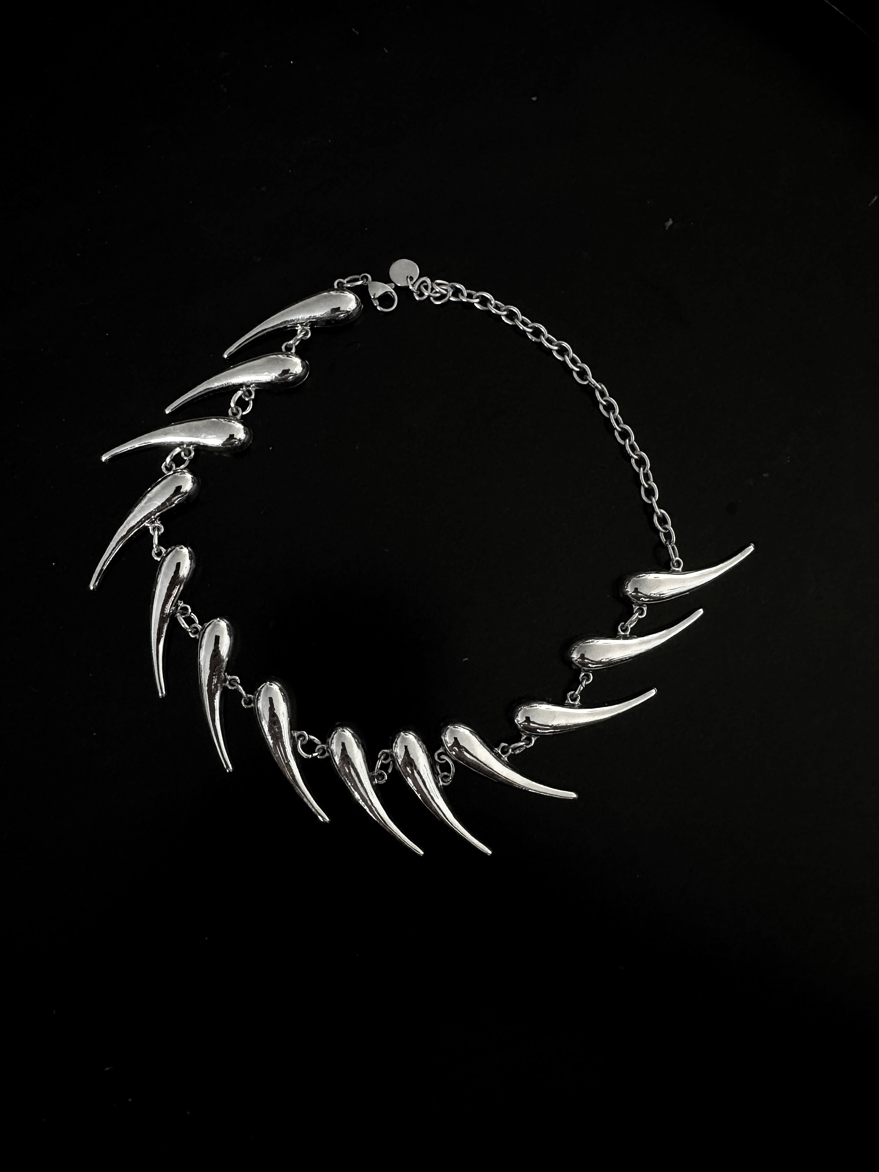 Crescent moon metallic necklace