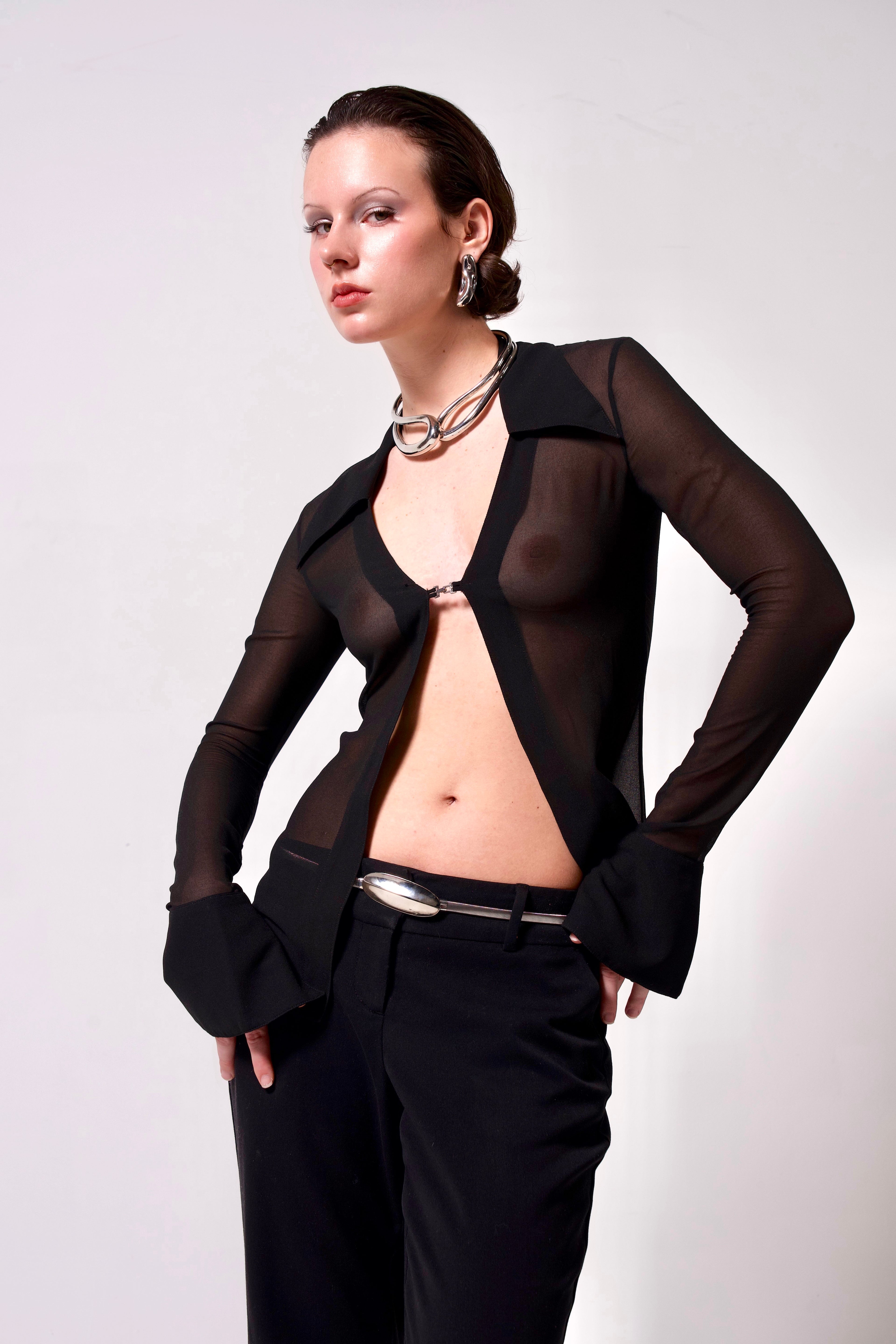 Sleek Silver Adjustable Belt