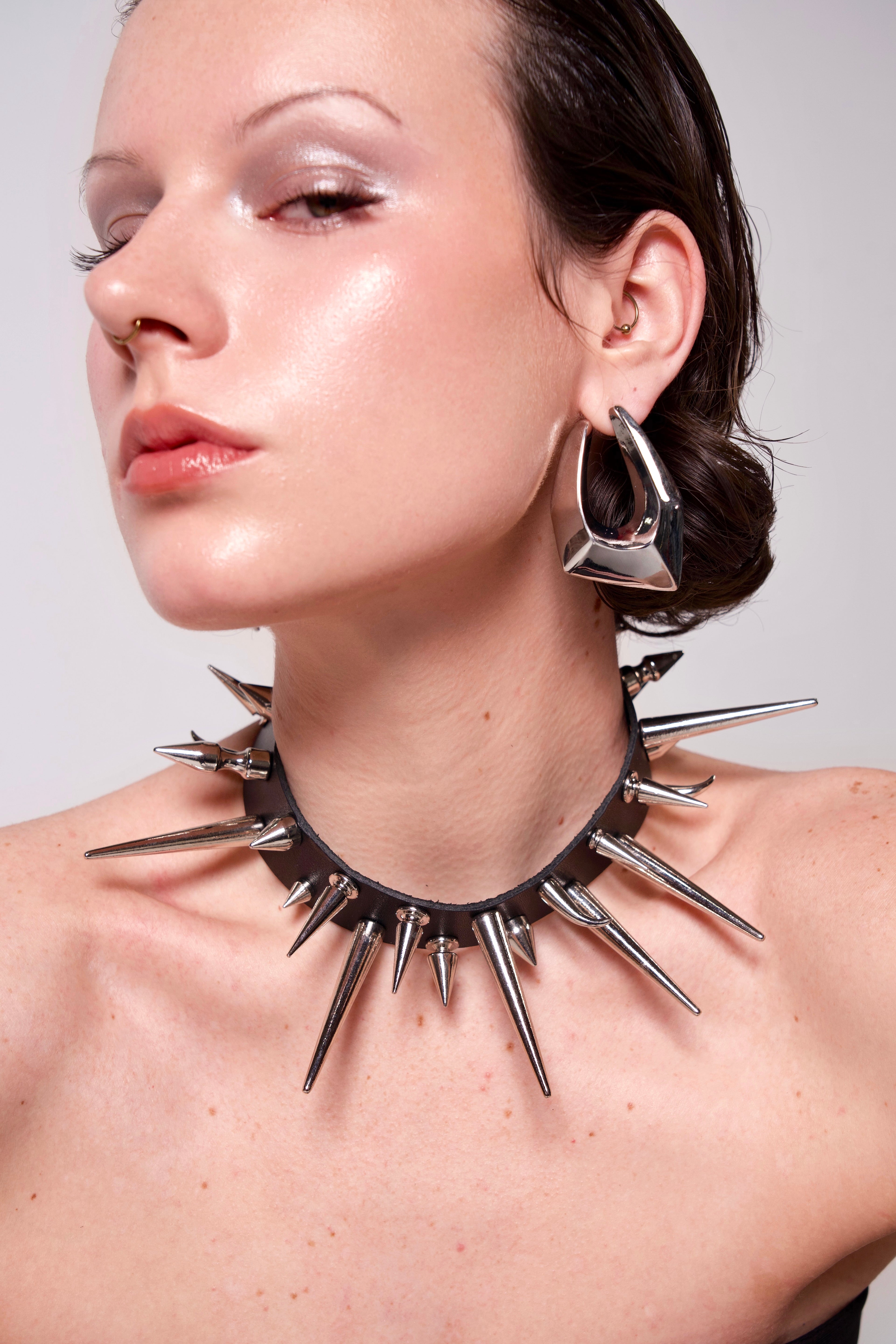 Statement Geometric Silver Earrings