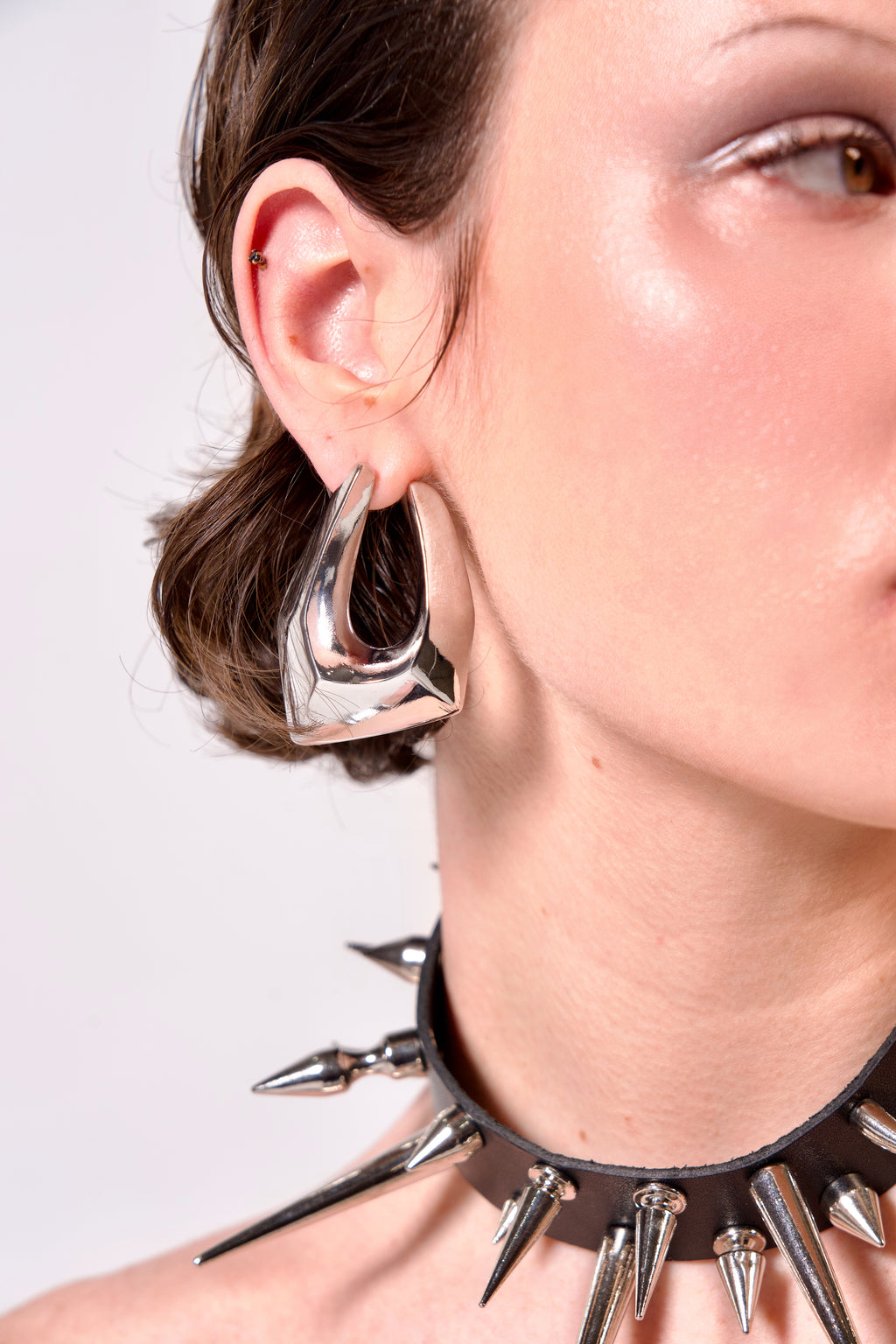 Statement Geometric Silver Earrings