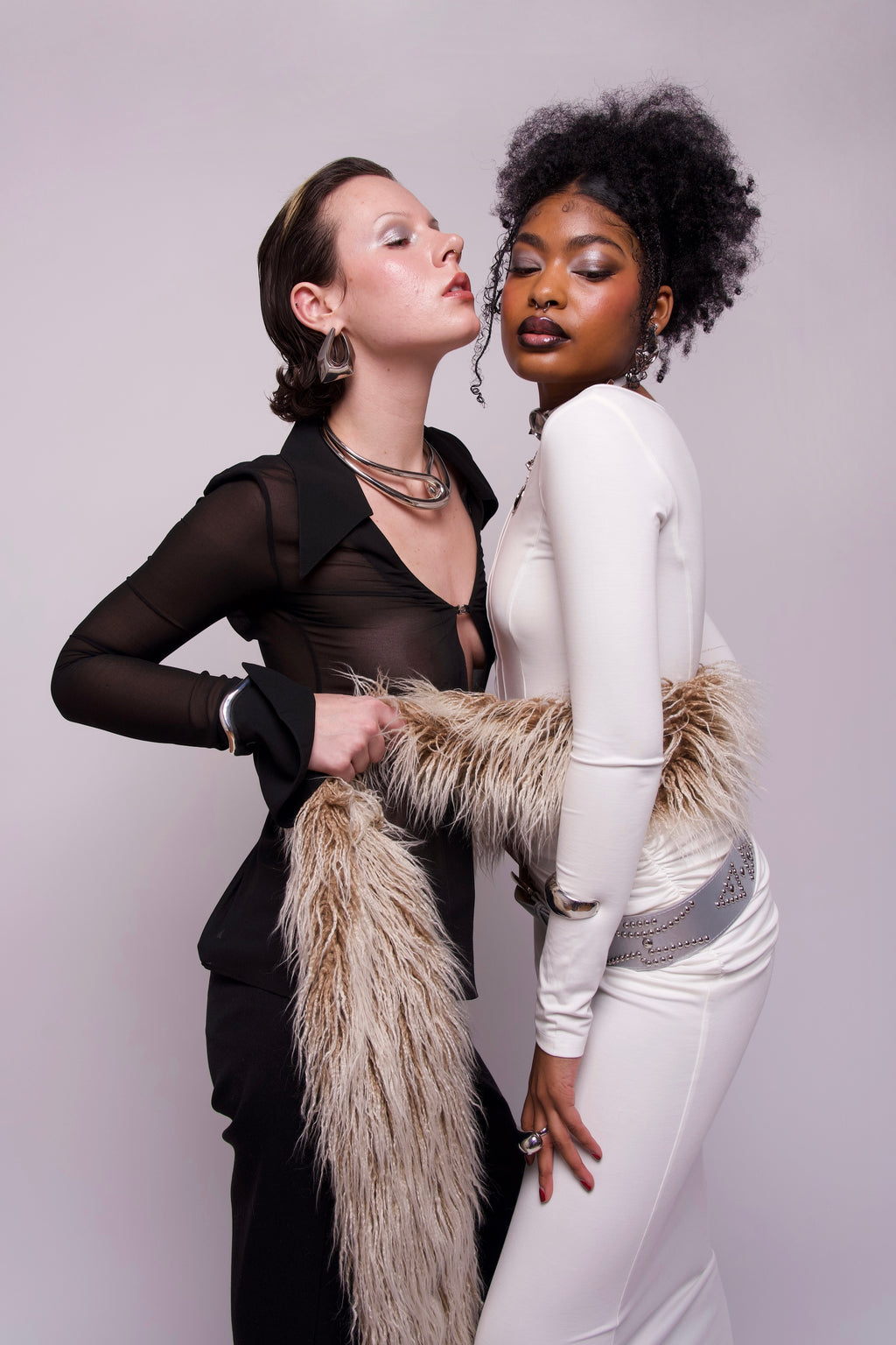 Faux Fur Beige Scarf