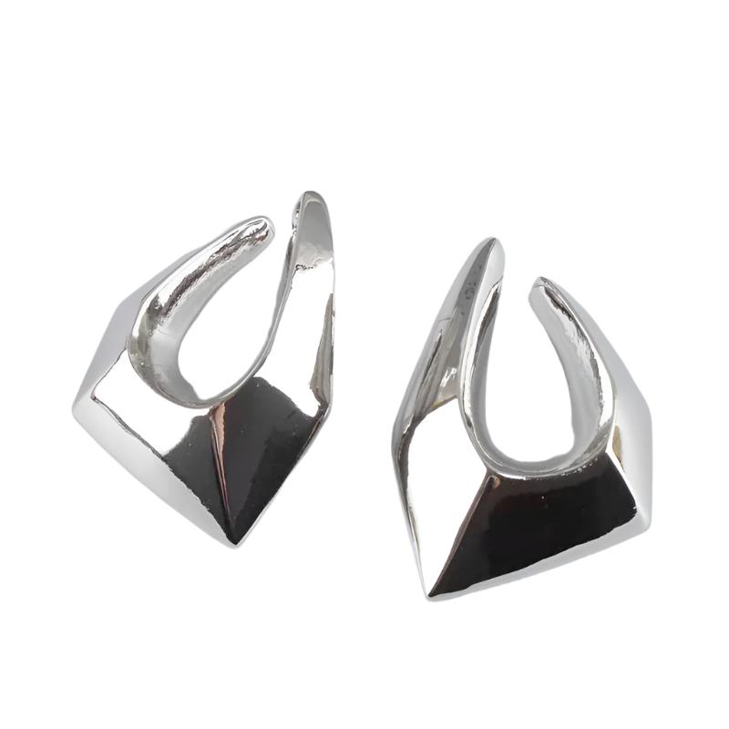 Statement Geometric Silver Earrings