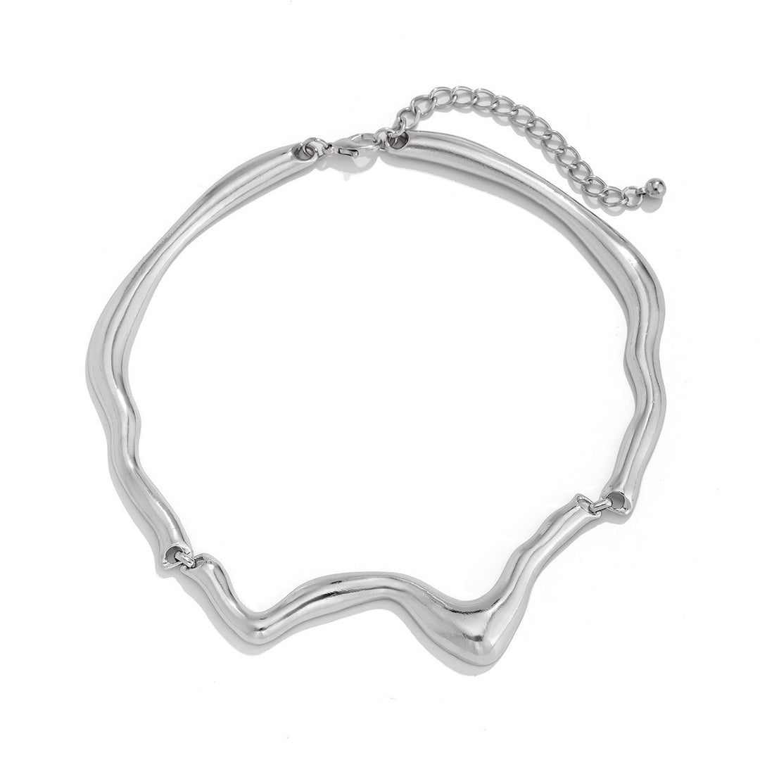 Liquid Metal Design Silver Necklace