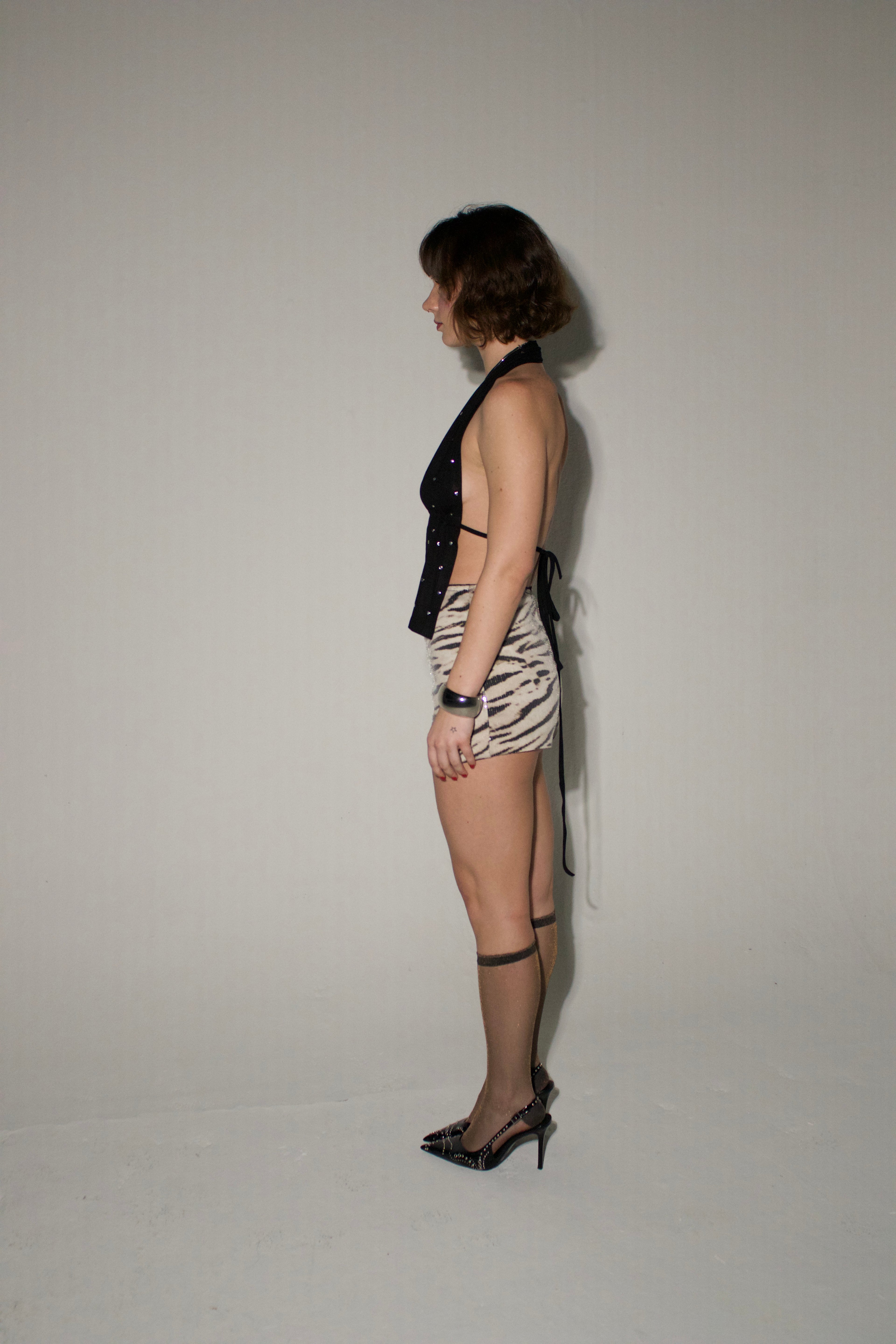 Zebra Print Sequin Shorts